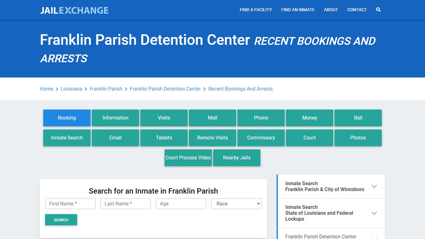 Franklin Parish Detention Center Recent Bookings And Arrests